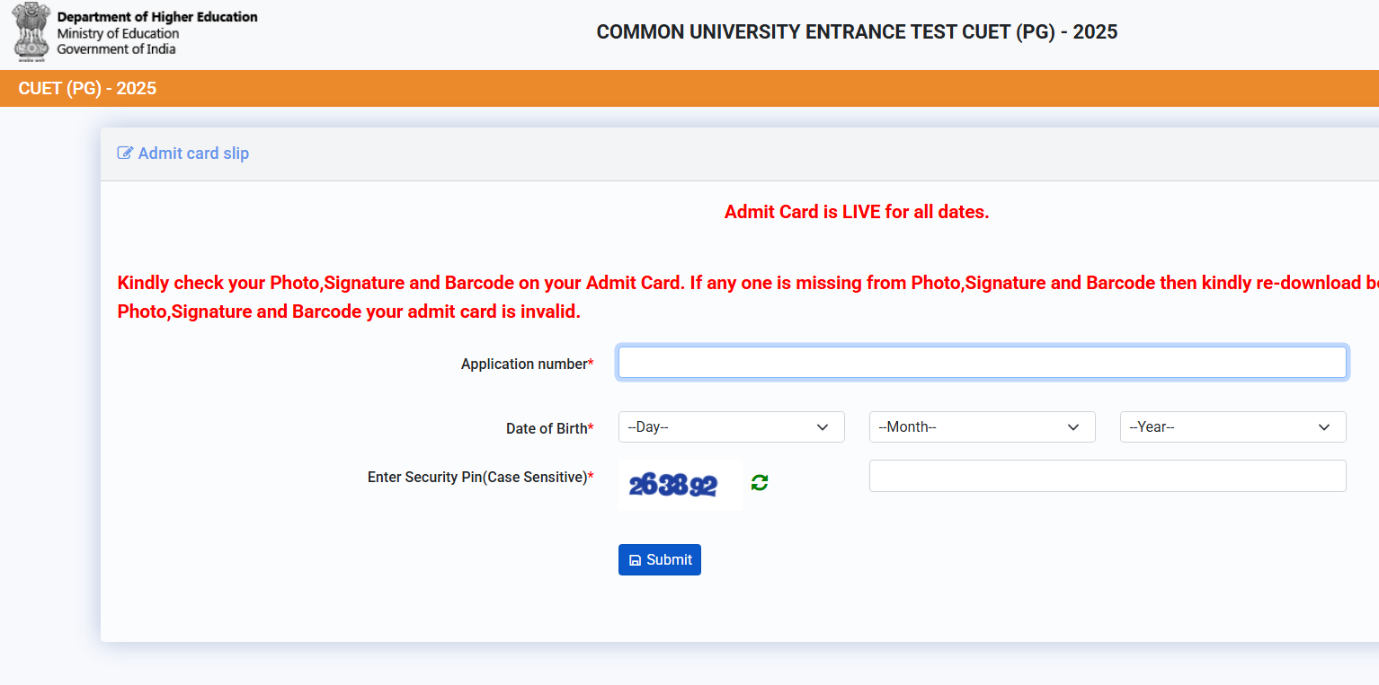 CUET- 2025 admit card | సీయూఈటీ పీజీ అడ్మిట్కార్డులు విడుదల