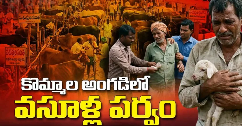 కొమ్మాల అంగడిలో వసూళ్ల పర్వం: రైతుల జేబుకు చిల్లు.. కాంట్రాక్టర్ల జేబులు ఫుల్!  Kommala Cattle Market Scam